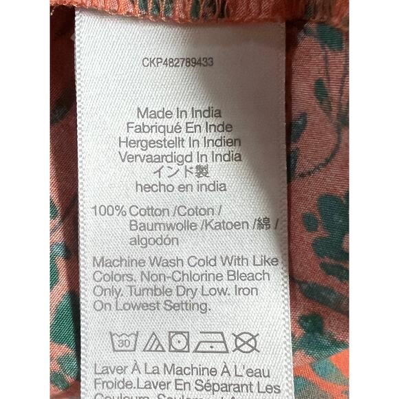 Madewell Womens Size 10 Twist-Front Midi Day Dress Floral Print Orange Green - Picture 11 of 12